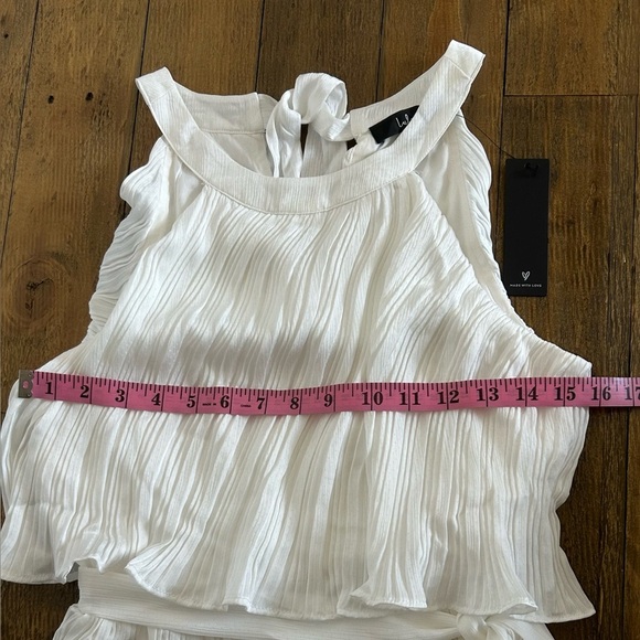 LULUS Celebrate Chic White Ruffled Plisse Halter Mini Dress Bridal - Picture 13 of 14